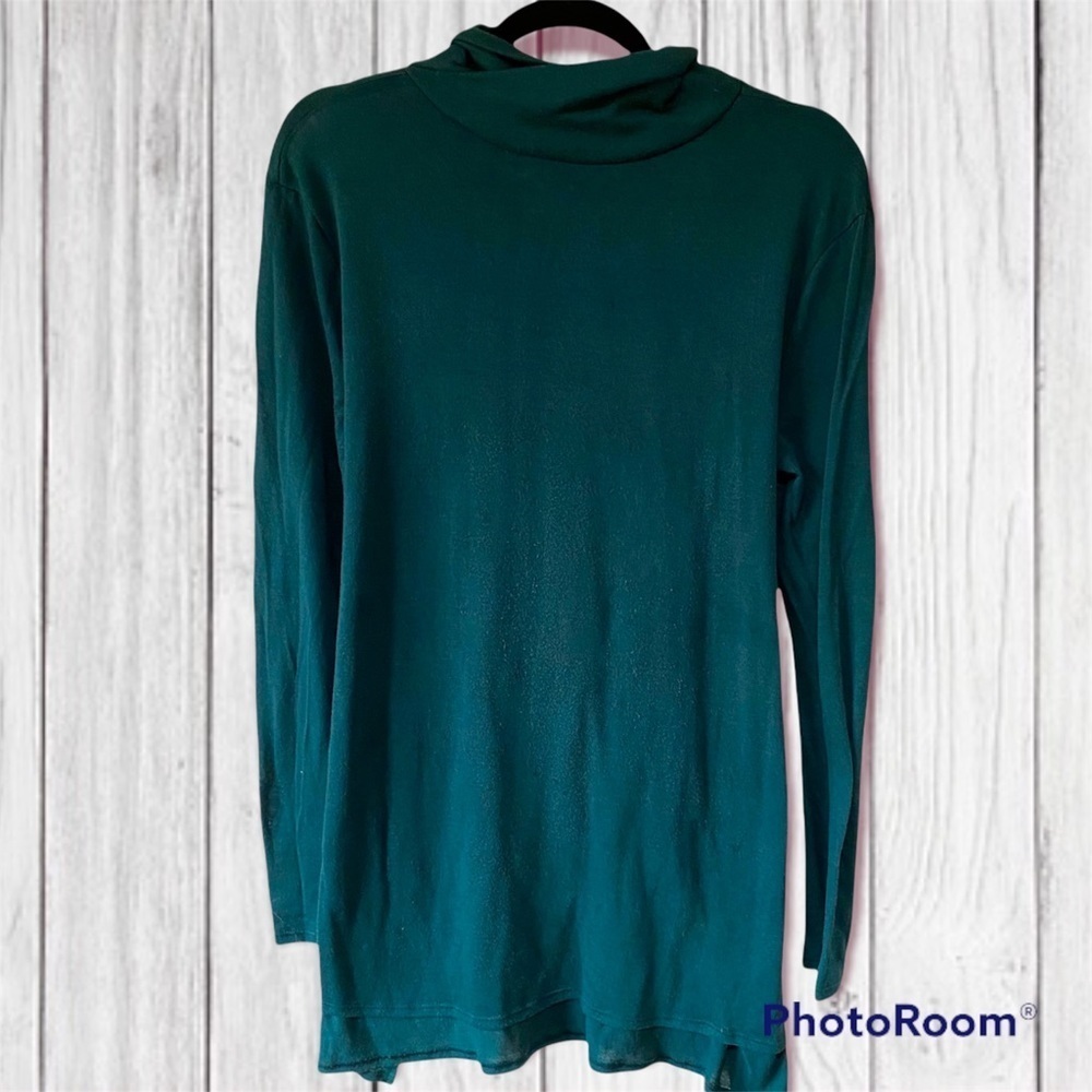 Simply Vera Mock Turtleneck Tunic Style Shirt Tie Back Teal